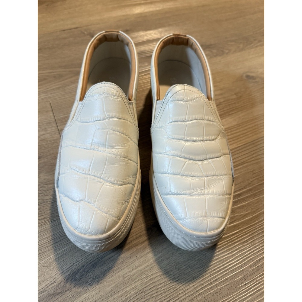 Soludos Genuine Leather Ivory Cream Platform Slip On Loafers Size 8.5